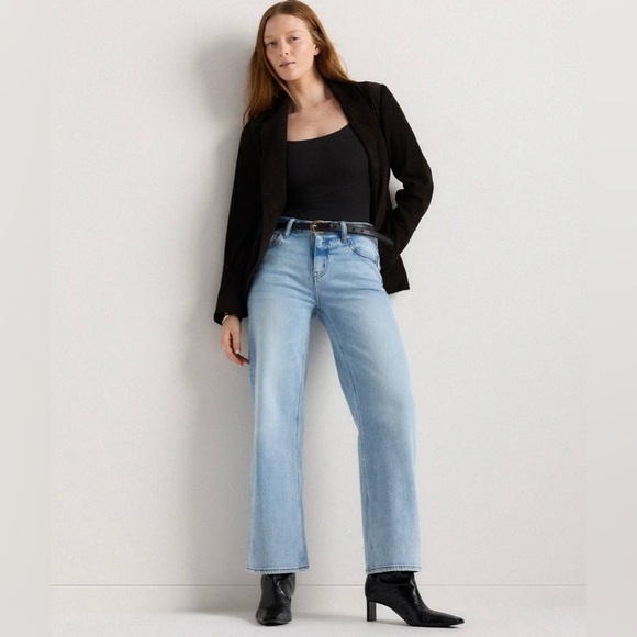 Quince Denim - Quince Relexed Straight High Rise Blue Women's Jeans